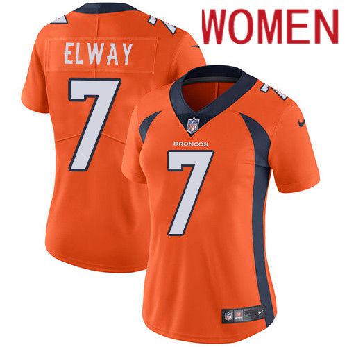 Women Denver Broncos #7 John Elway Orange Nike Vapor Limited NFL Jersey->women nfl jersey->Women Jersey